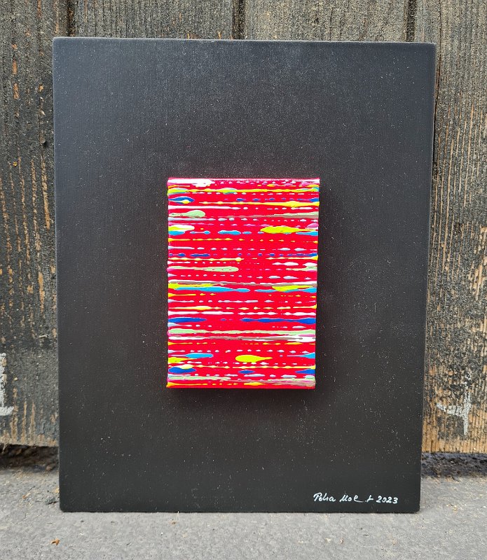 Coloured lines 53 2023, 23x18, Acryl-Lack auf LW,  € 69 SOLD